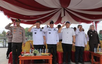 Gubernur Babel, Bupati dan Forkopimda Saksikan Lomba Gerak Jalan di Situ Kolong Minyak Manggar